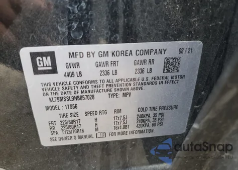 2022 Chevrolet Trailblazer Activ z USA, uszkodzony, nr VIN KL79MSSL9NB057028